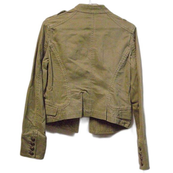 Express Outdoor Style Jacket Khaki Green Brass-style Buttons Epaulets Size S - Picture 3 of 3
